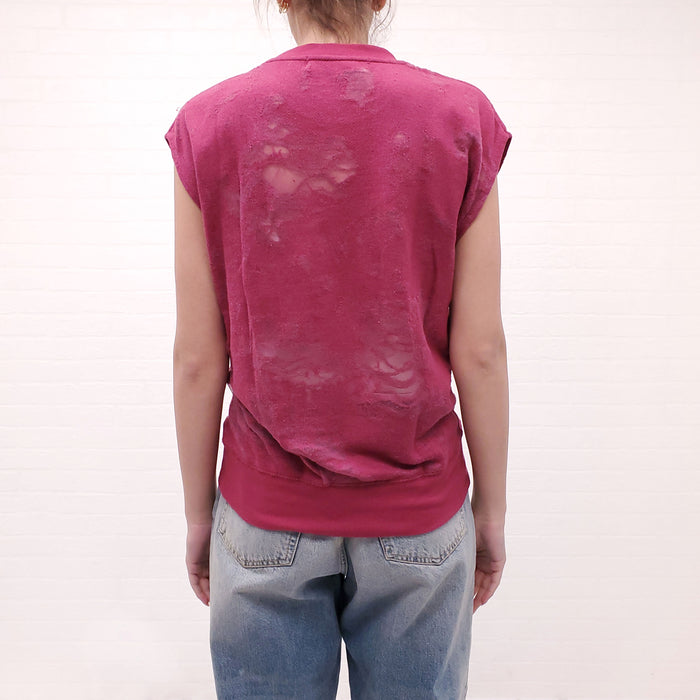 IRO RASPBERRY SHORT SLEEVE SWEATSHIRT - SIZE S