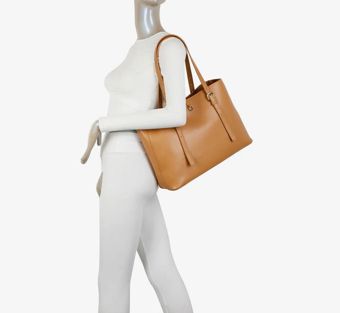 Isla Vegan Leather with detachable bag XL Tote - Tan