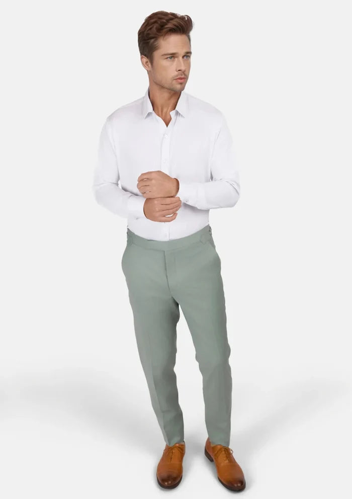 Jade Green Performance Wool Pants - SARTORO