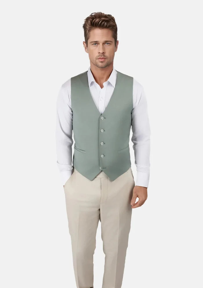 Jade Green Performance Wool Vest - SARTORO