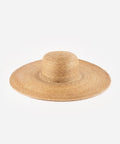 A natural brown colored wide brim boater hat made of straw, displayed against a white background. #color_natural brown