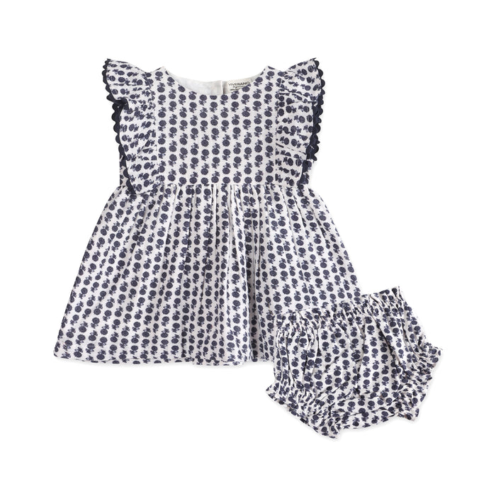 Jamie Blue Floral Baby Dress + Bloomer (Organic)