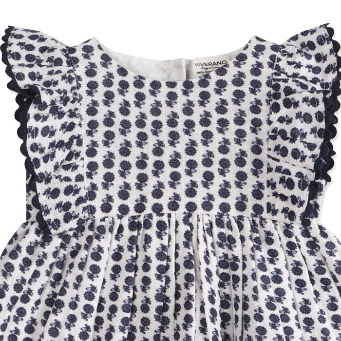 Jamie Blue Floral Baby Dress Detail (Organic)