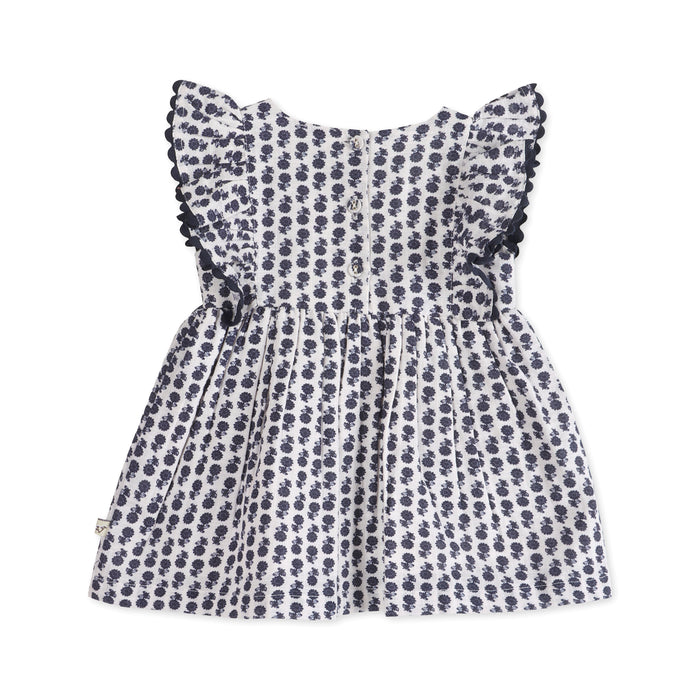 Jamie Blue Floral Baby Dress Back (Organic)