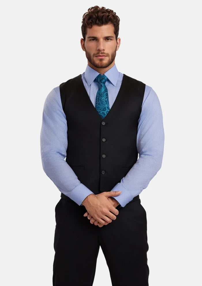 Jet Black Performance Stretch Vest - SARTORO