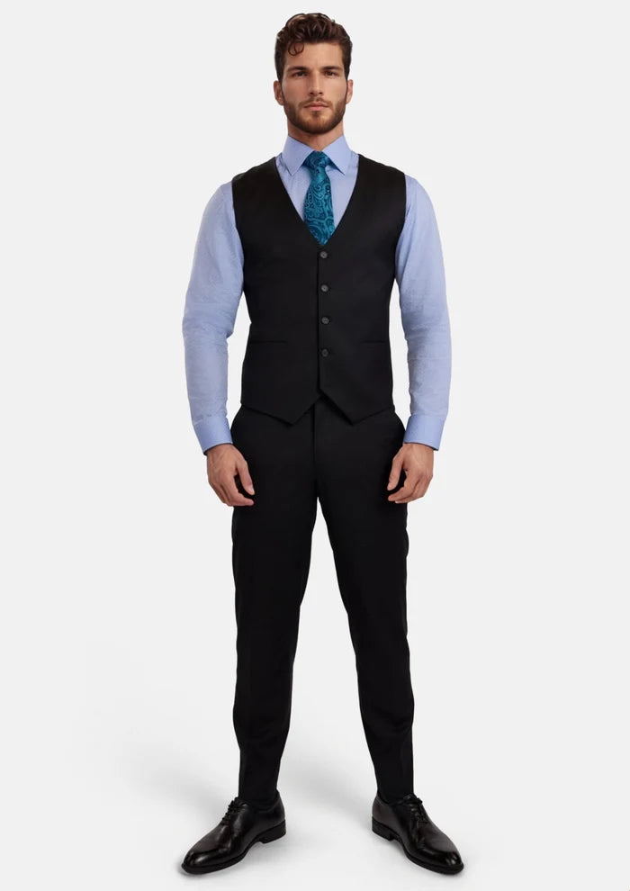 Jet Black Performance Stretch Vest - SARTORO