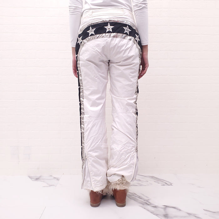 JETSET WHITE SNOW PANTS WITH STAR DETAIL - SIZE 3