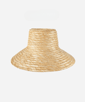 A natural colored boater-style straw hat on a white background #color_natural