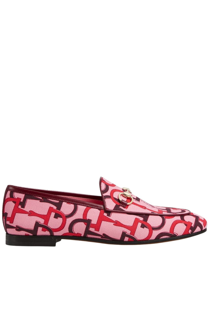 Gucci Jordaan Pink Horsebit Canvas Loafer