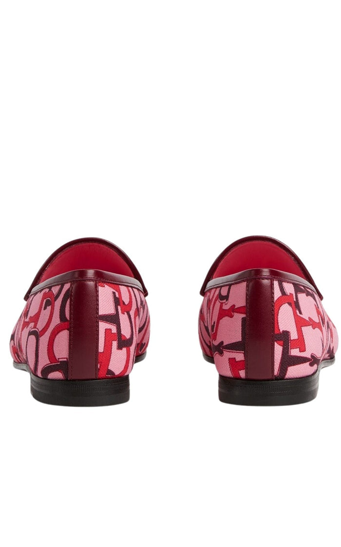 Gucci Jordaan Pink Horsebit Canvas Loafer - Runway Catalog