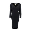 KHAITE BLACK KNIT 'PIA' RIBBED MIDI DRESS - SIZE M