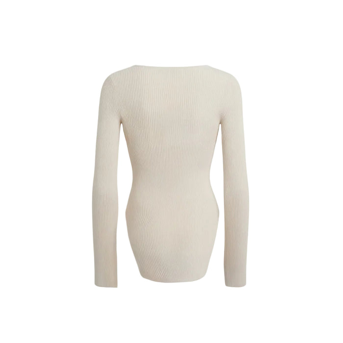 KHAITE CREAM KNIT 'MADDY' LONG BUSTIER TOP - SIZE L