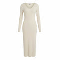 KHAITE CREAM KNIT 'PIA' RIBBED MIDI DRESS - SIZE L