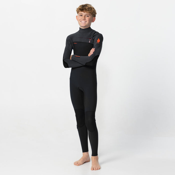 Kid's HyperFire 4/3mm Steamer Chest Zip - Black