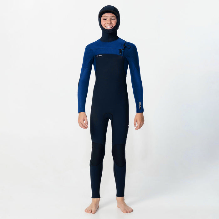 Kid's HyperFreak Hooded 5/4+mm Steamer Chest Zip - Twilight Blue