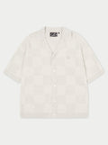 KNITTED CHECKERBOARD SHIRT - GREY