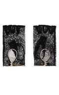 Valentino Black Lace Gloves With Leather Profiles