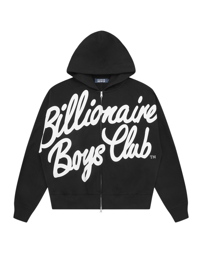 Large Script Logo Zip Through Hood