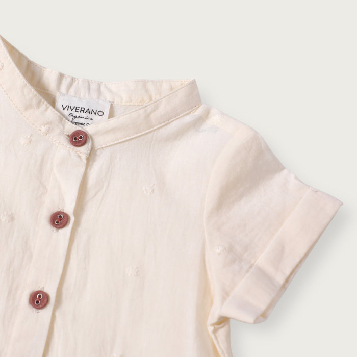 Laurence Mandarin Collar Baby Shirt + Linen Shorts 2pc Set