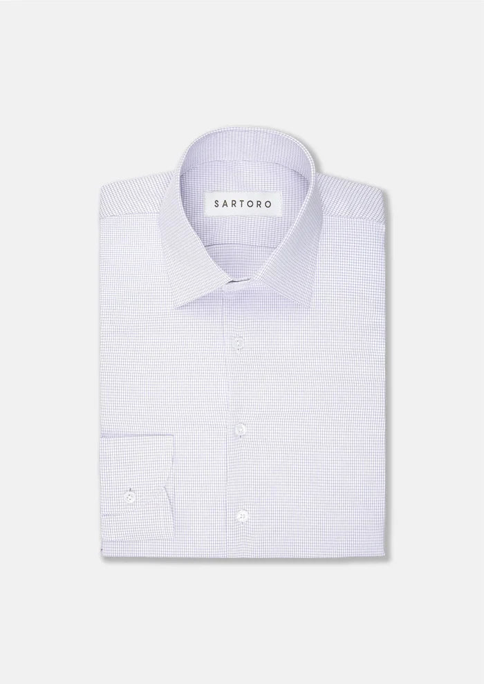 Lavender Micro Grid Shirt - SARTORO