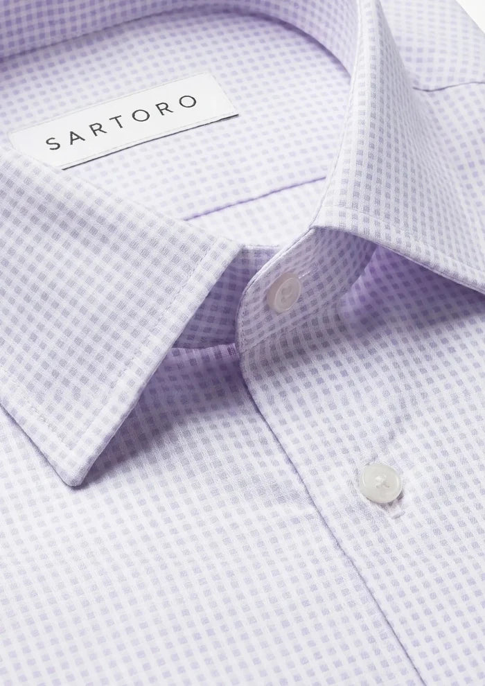 Lavender Microcheck Shirt - SARTORO