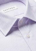 Lavender Microcheck Shirt - SARTORO