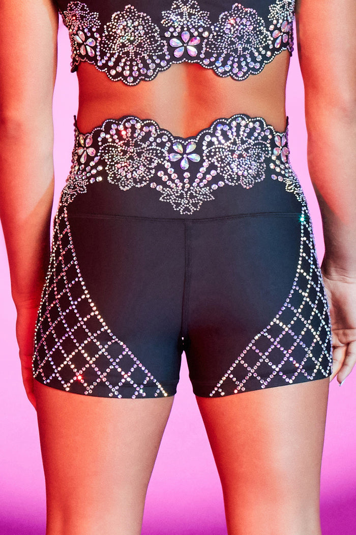 Lavish Crystal Couture Short in Black - Special Order