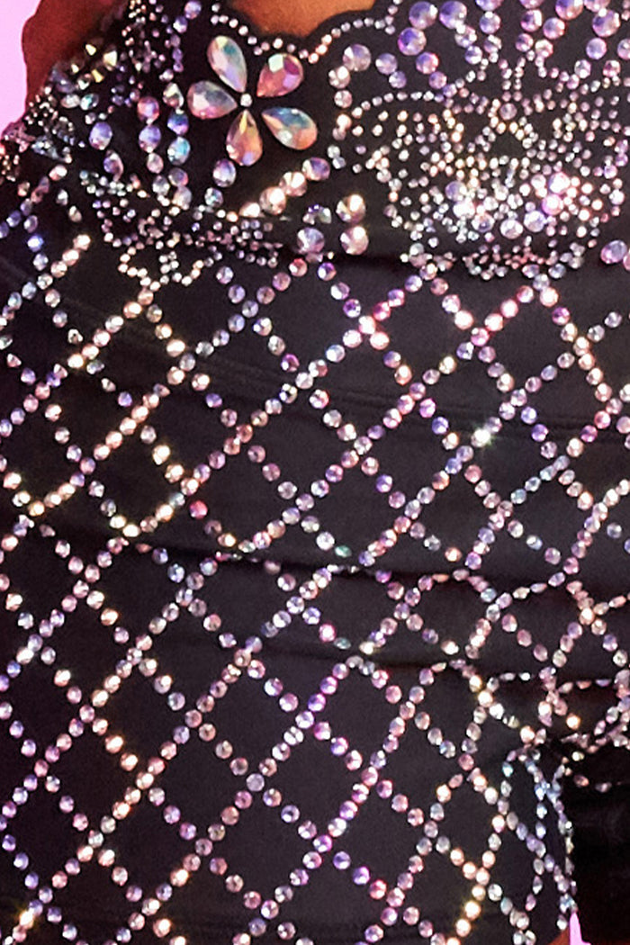 Lavish Crystal Couture Short in Black - Special Order