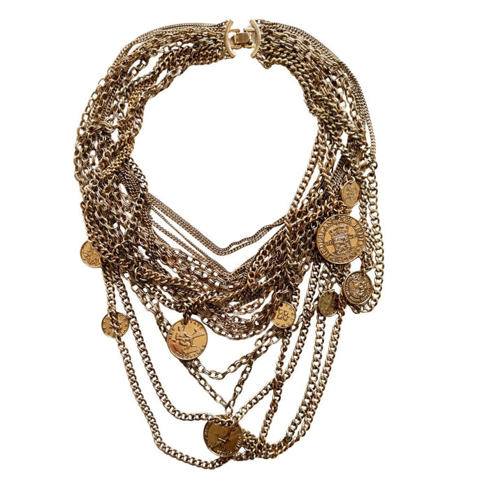 BCBGMAXAZRIA layered gold-tone coin charm necklace