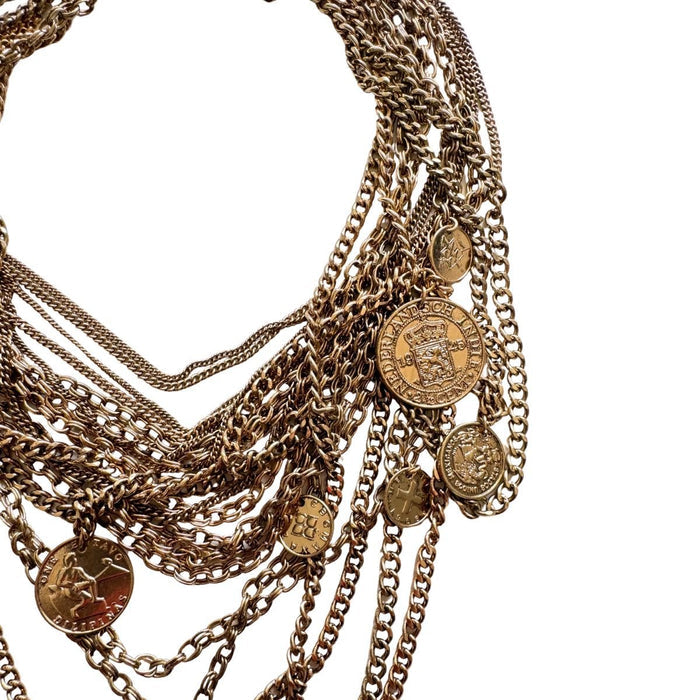 BCBGMAXAZRIA layered gold-tone coin charm necklace
