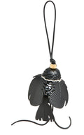 Loewe leather bird charm black white with gold Anagram