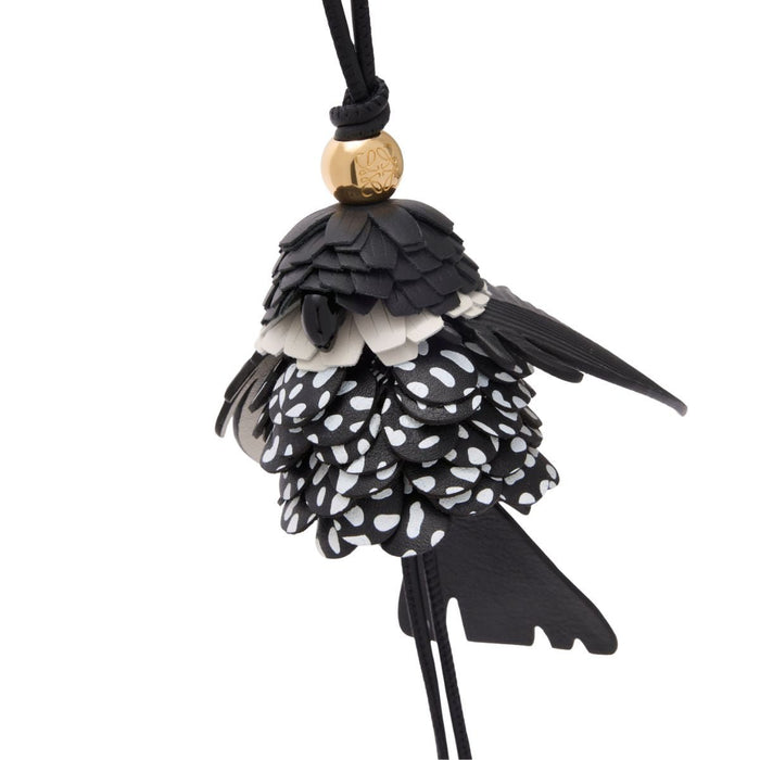 Loewe leather bird charm black white with gold Anagram