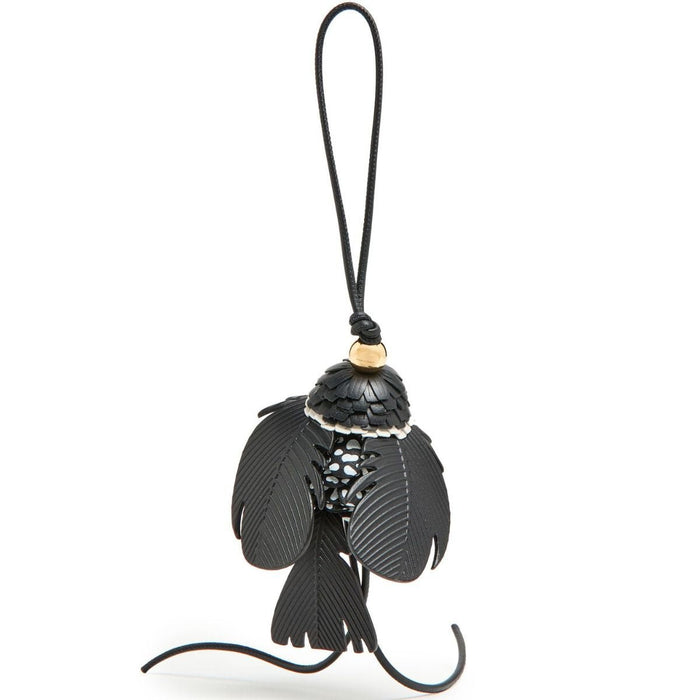 Loewe leather bird charm black white with gold Anagram