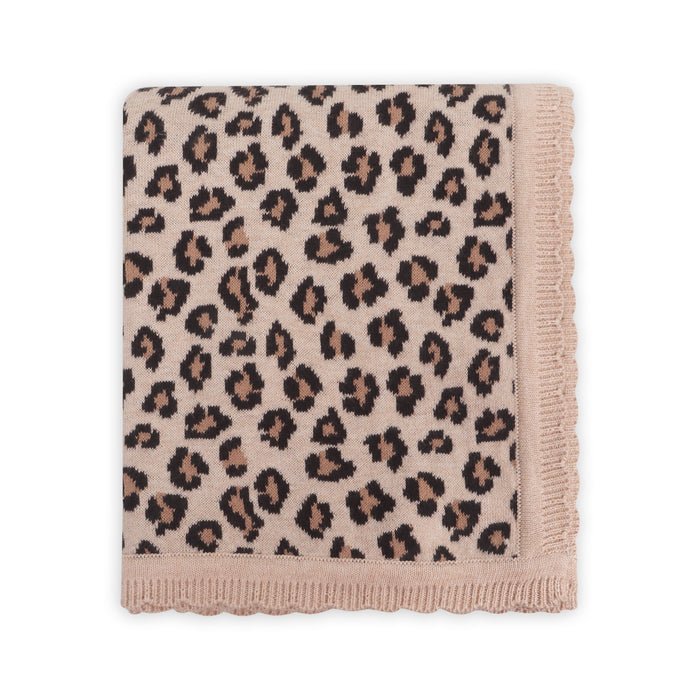 Leopard Animal - Organic Cotton Jacquard Knit Baby Blanket