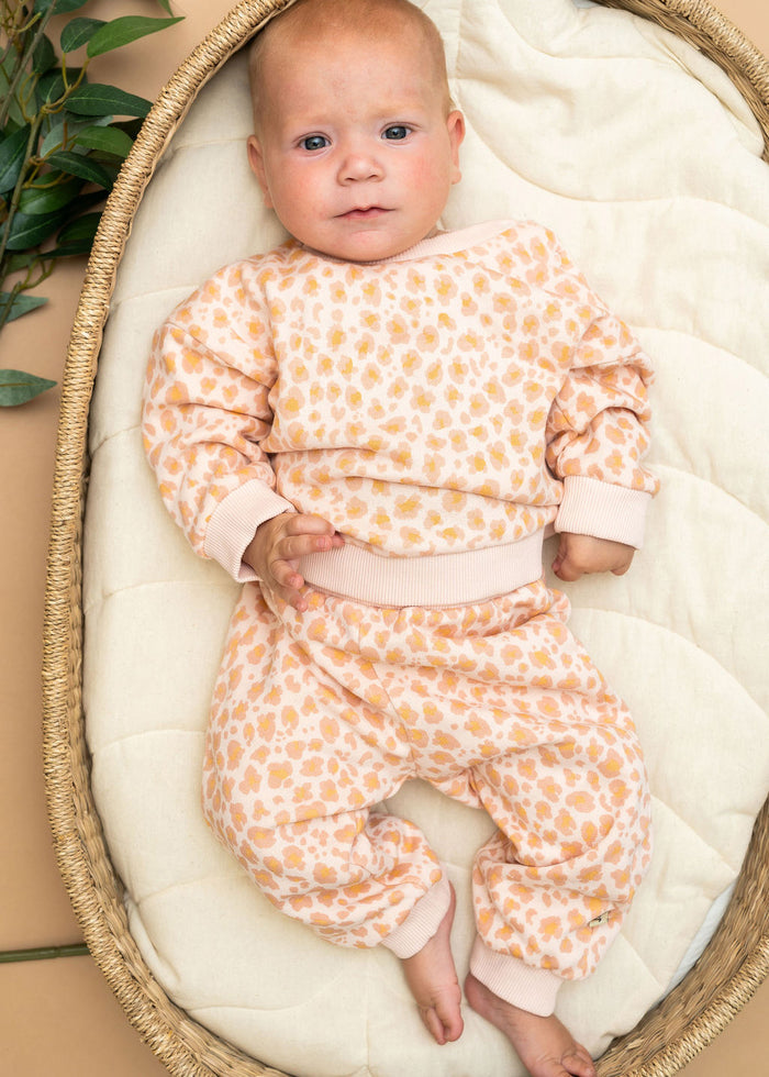 Leopard Baby Sweatshirt & Jogger Set (Organic Cotton)