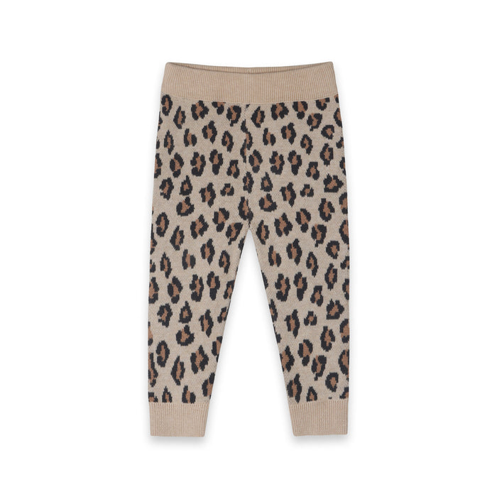 Leopard Jacquard Knit Baby Pocket Pants (Organic Cotton)