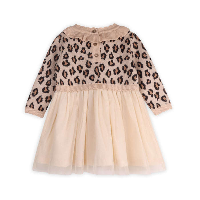 Leopard Jacquard Sweater Knit Baby Tutu Dress (Organic Cotton)