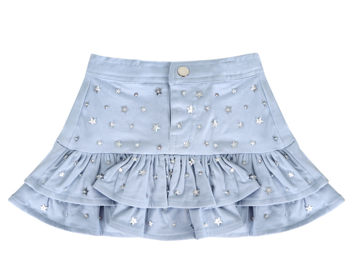 Light Blue Stars Denim Skort