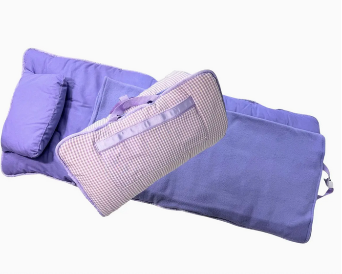 Lilac Gingham Nap Mat Roll