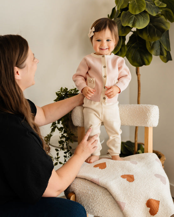 Lily Bow Pockets Sweater Knit Baby Cardigan (Organic Cotton)