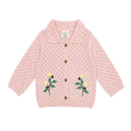 front of lily floral baby sweater knit cardigan made of organic cotton