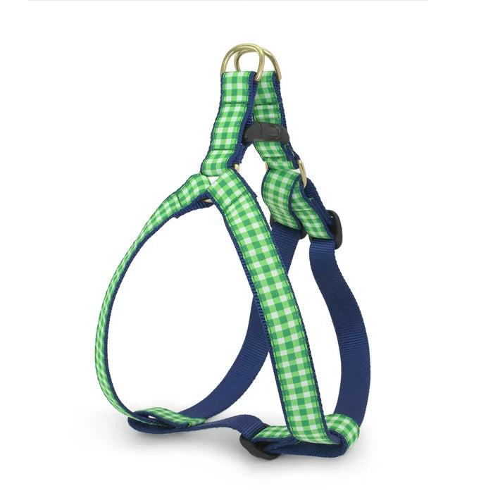 Lime Gingham Dog Leash (optional Harness)