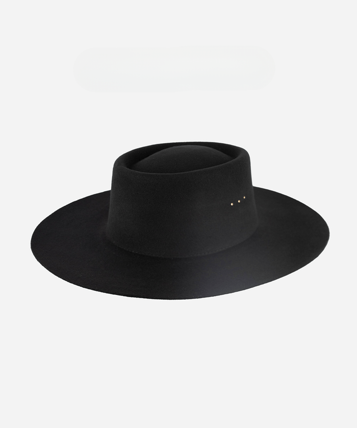 A black boater hat on a plain background #color_black