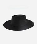 A black boater hat on a plain background #color_black