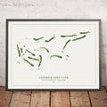 A framed image of Lindrick Golf Club in the style of a simple and modern golf course map