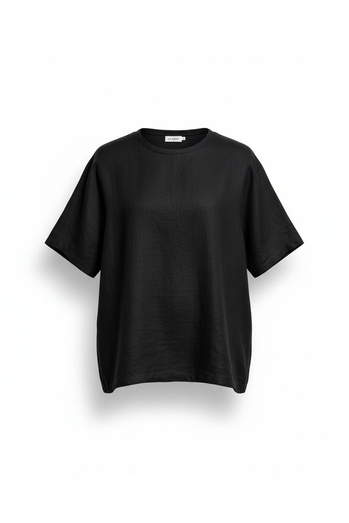 Ghost mannequin black linen boyfriend tee - improved