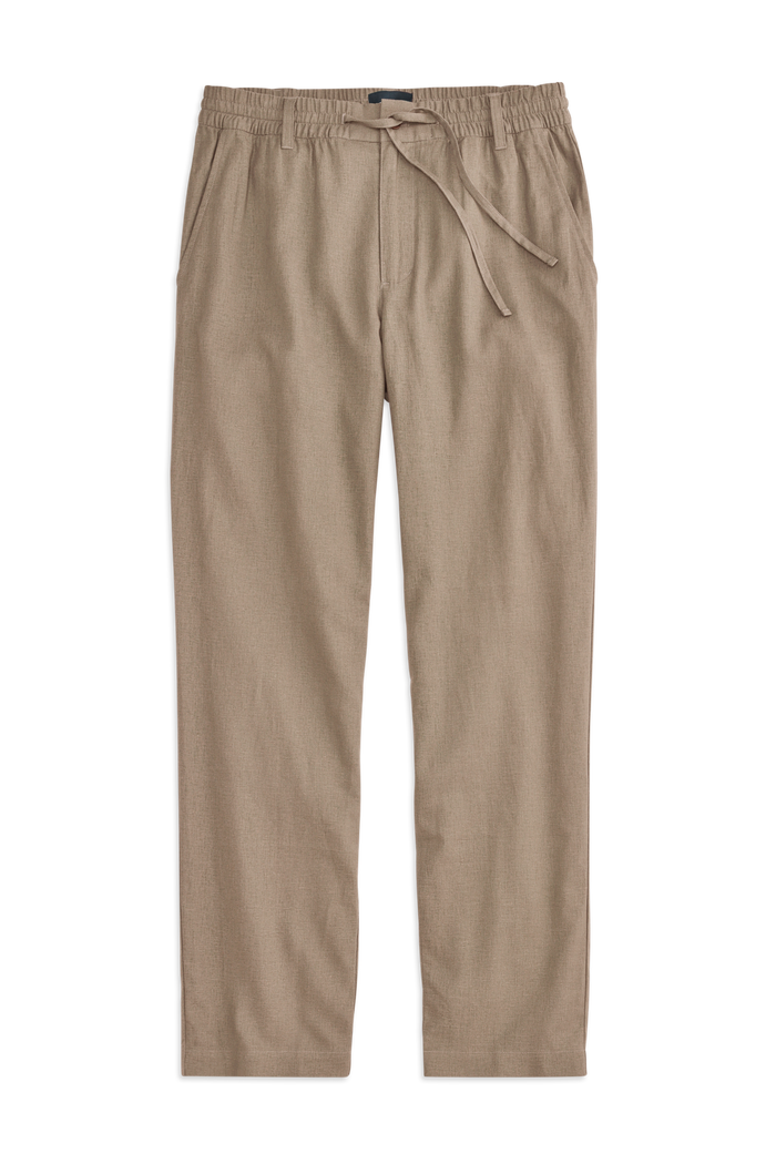 Front view of Linen Drawstring Pant in Desert Taupe