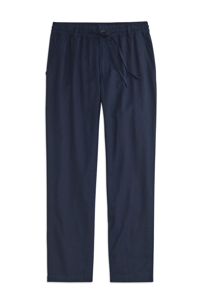 Front view of Linen Drawstring Pant in True Navy