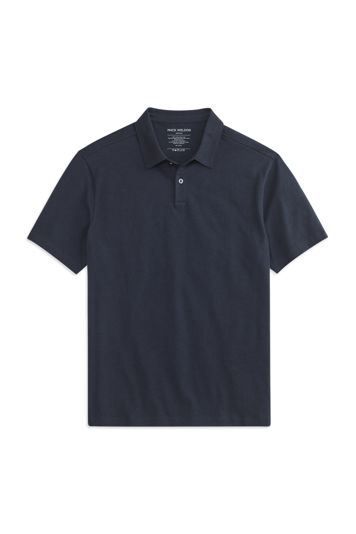 Front view of Linen Jersey Polo in Total Eclipse