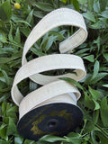 LINEN LOOK/TAFFETA FUSED 1"X10YD NATURAL HEAVY WIRED RIBBON